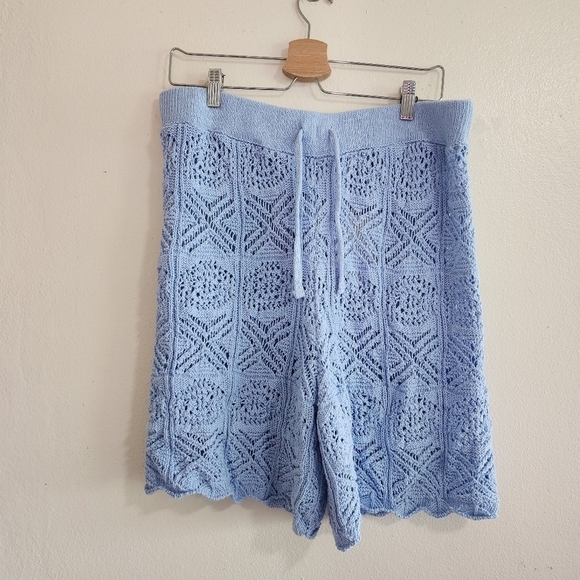 NWT Mango Blue Bohemian Crochet Cova Co Ord Set Sweater Shorts XL - Picture 10 of 13